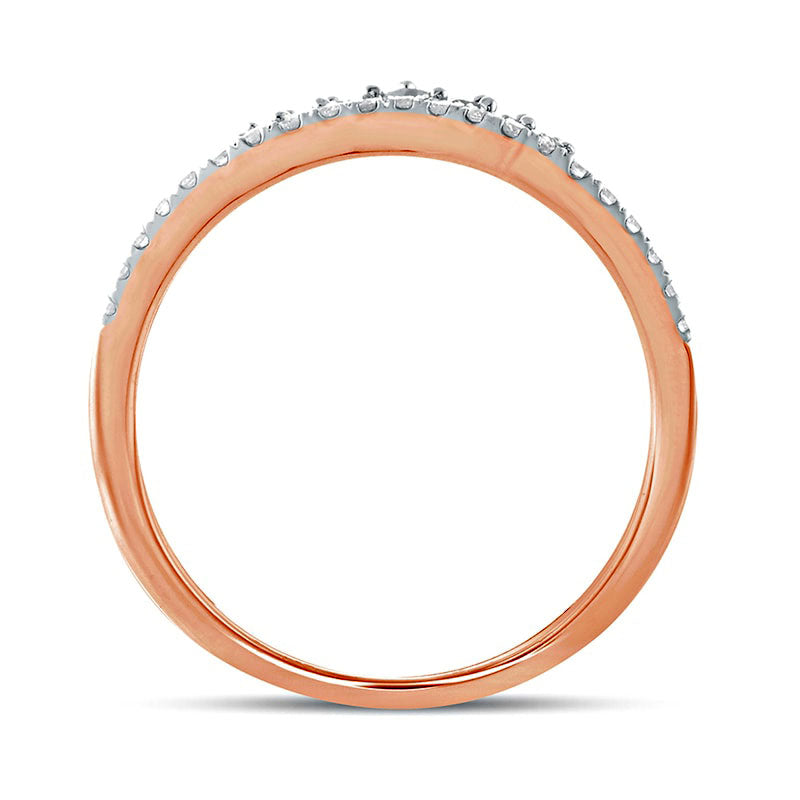 0.20 CT. T.W. Natural Diamond Crown Contour Wedding Band in Solid 10K Rose Gold