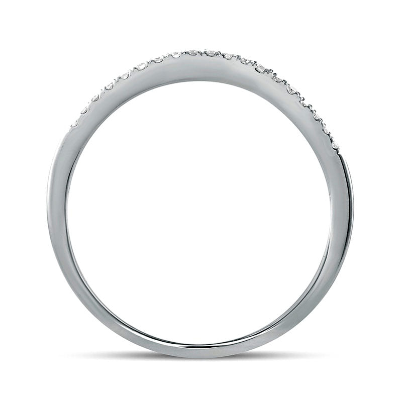 0.17 CT. T.W. Natural Diamond Leaf Crown Contour Antique Vintage-Style Wedding Band in Solid 10K White Gold