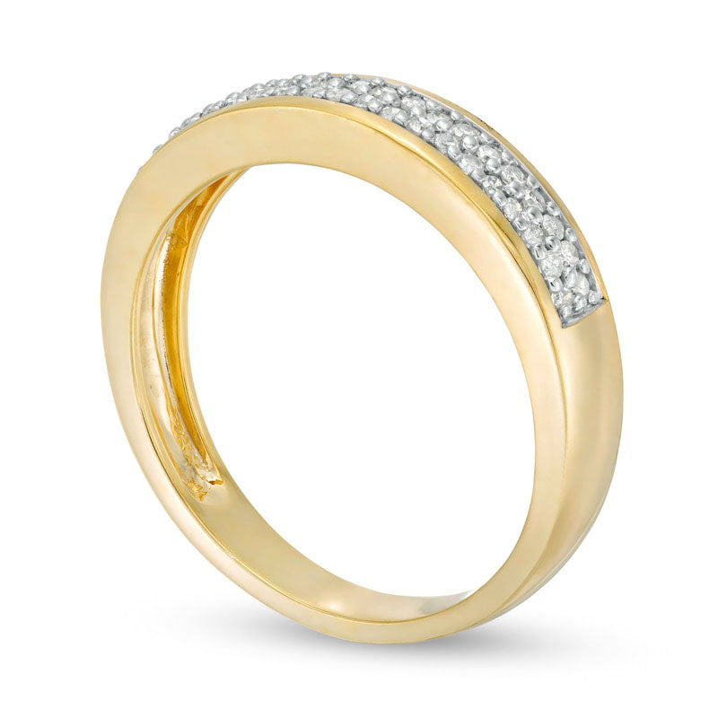 Men's 0.33 CT. T.W. Natural Diamond Double Row Wedding Band in Solid 10K Yellow Gold