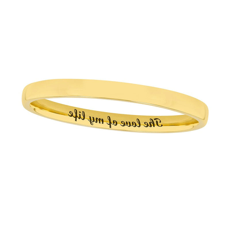 Ladies' 2.0mm Comfort-Fit Engravable Wedding Band in Solid 14K White, Yellow or Rose Gold (1 Line)