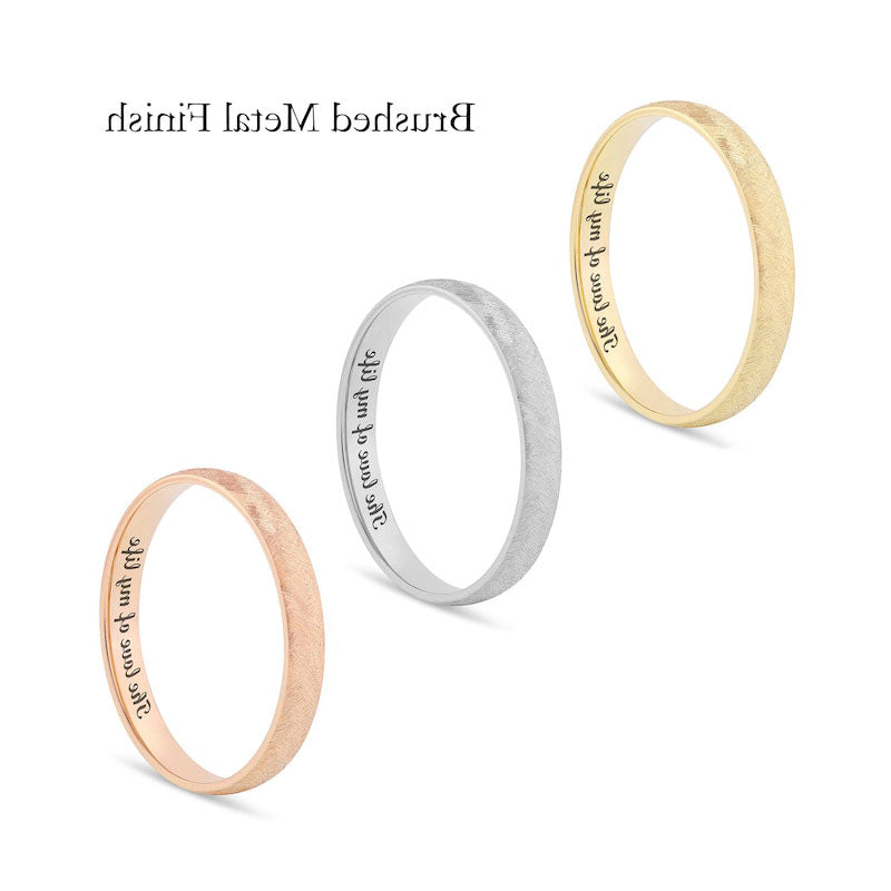 Ladies' 3.0mm Comfort-Fit Engravable Wedding Band in Solid 14K White, Yellow or Rose Gold (1 Line)