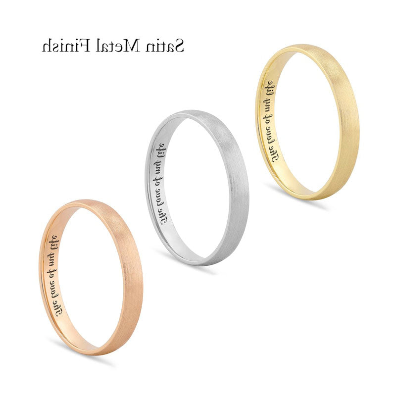 Ladies' 3.0mm Comfort-Fit Engravable Wedding Band in Solid 14K White, Yellow or Rose Gold (1 Line)