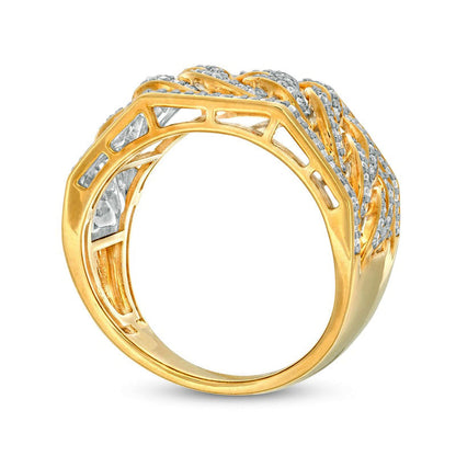 Men's 0.50 CT. T.W. Natural Diamond Curb Link Ring in Solid 10K Yellow Gold