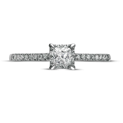 0.38 CT. T.W. Princess-Cut Natural Diamond Hidden Frame Engagement Ring in Solid 10K White Gold