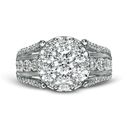 3.0 CT. T.W. Composite Natural Diamond Channel Shank Engagement Ring in Solid 14K White Gold