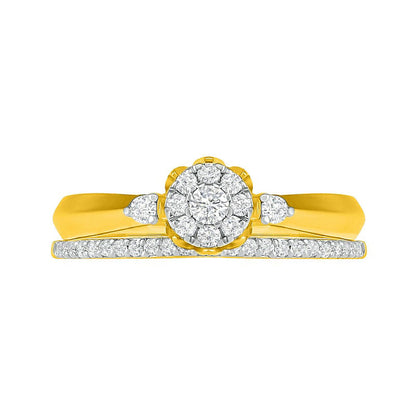 0.33 CT. T.W. Composite Natural Diamond Bridal Engagement Ring Set in Solid 10K Yellow Gold
