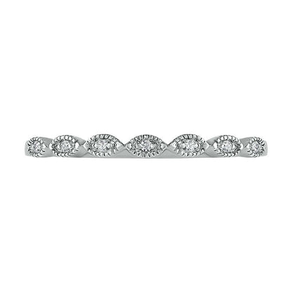 0.25 CT. T.W. Natural Diamond Antique Vintage-Style Scallop Shank Bridal Engagement Ring Set in Sterling Silver