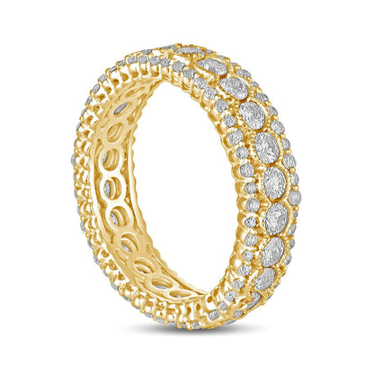 2.0 CT. T.W. Natural Diamond Scallop Edge Antique Vintage-Style Eternity Anniversary Band in Solid 14K Gold