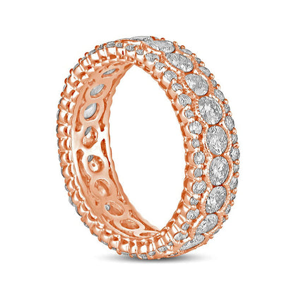 3.0 CT. T.W. Natural Diamond Scallop Edge Antique Vintage-Style Eternity Anniversary Band in Solid 14K Rose Gold