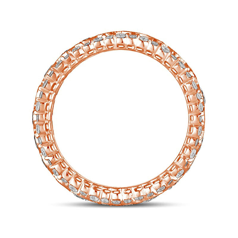3.0 CT. T.W. Natural Diamond Scallop Edge Antique Vintage-Style Eternity Anniversary Band in Solid 14K Rose Gold
