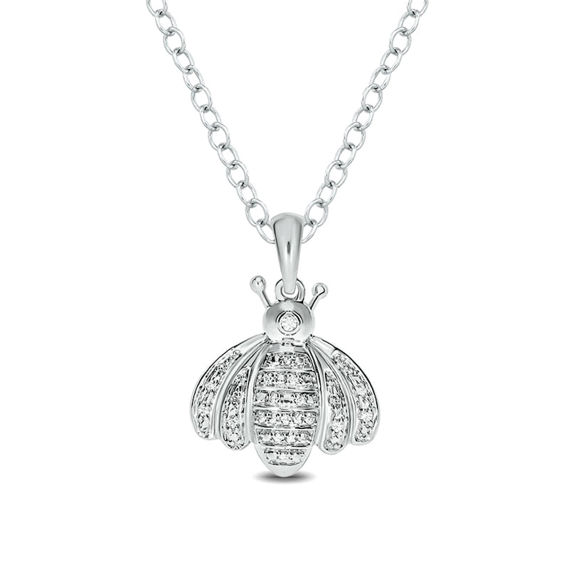 0.05 CT. T.W. Natural Diamond Bumblebee Pendant in Sterling Silver