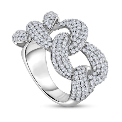 1.75 CT. T.W. Natural Diamond Chain Link Ring in Sterling Silver