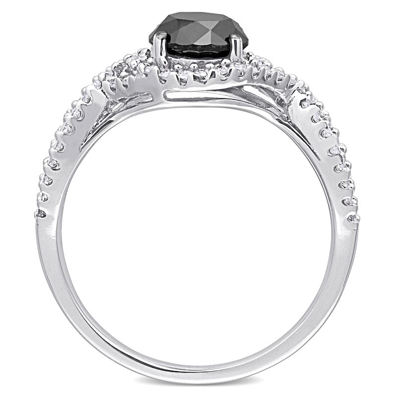 1.75 CT. T.W. Enhanced Black and White Natural Diamond Twist Shank Engagement Ring in Solid 10K White Gold