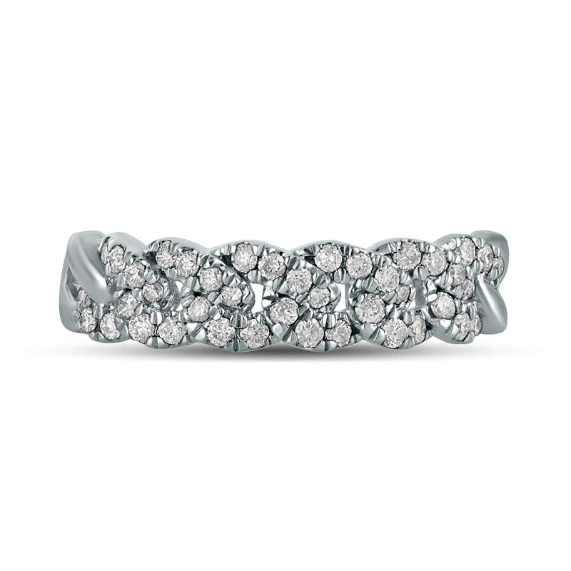 0.38 CT. T.W. Natural Diamond Cuban Curb Chain Link Stackable Anniversary Band in Solid 10K White Gold