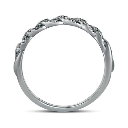 0.38 CT. T.W. Natural Diamond Cuban Curb Chain Link Stackable Anniversary Band in Solid 10K White Gold