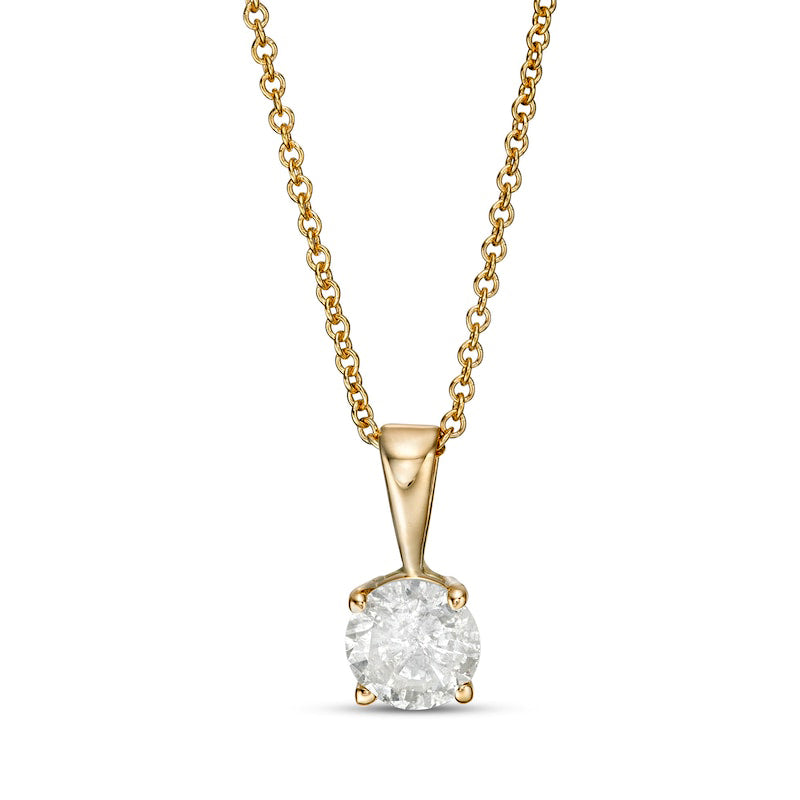 0.63 CT. Natural Clarity Enhanced Solitaire Pendant in 10K Yellow Gold (I/I3)
