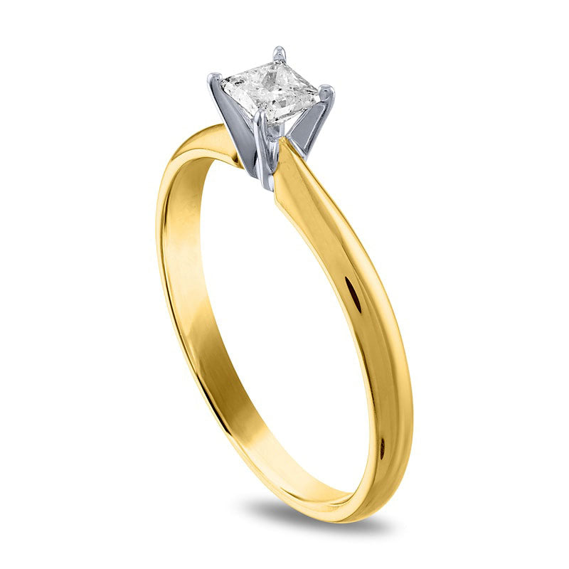 0.25 CT. Princess-Cut Natural Clarity Enhanced Diamond Solitaire Engagement Ring in Solid 14K Gold (I/I2)