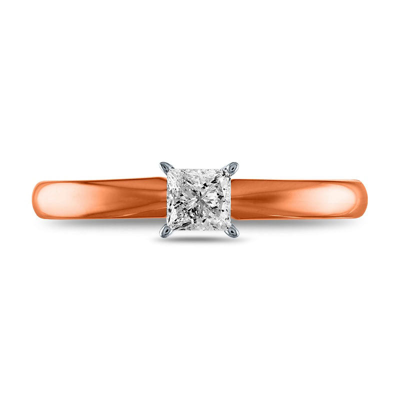 0.25 CT. Princess-Cut Natural Clarity Enhanced Diamond Solitaire Engagement Ring in Solid 14K Rose Gold (I/I2)