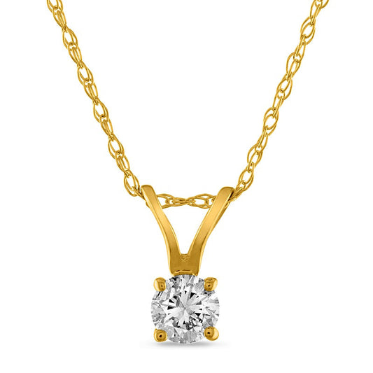 0.17 CT. Natural Clarity Enhanced Solitaire Pendant in 14K Gold (J/I3)