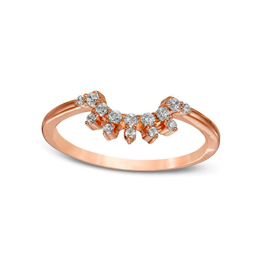 0.17 CT. T.W. Natural Diamond Sunburst Contour Anniversary Band in Solid 10K Rose Gold