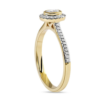 0.33 CT. T.W. Oval Natural Diamond Frame Engagement Ring in Solid 10K Yellow Gold (I/I1)