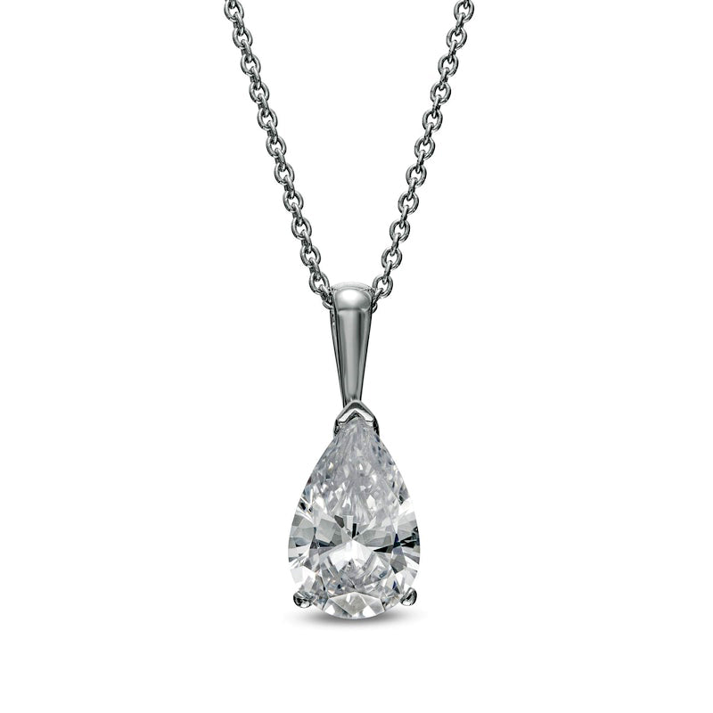 1 CT. Certified Pear-Shaped Lab-Created Diamond Solitaire Pendant in 14K White Gold (F/SI2)