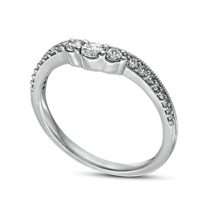 0.33 CT. T.W. Natural Diamond Contour Antique Vintage-Style Anniversary Band in Solid 14K White Gold