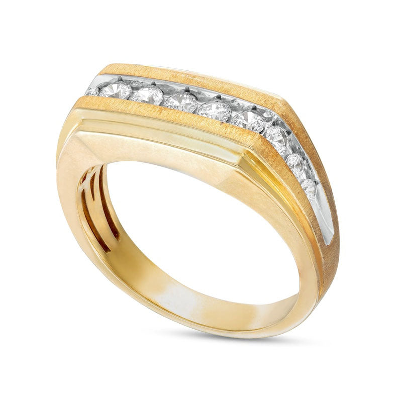 Men's 0.63 CT. T.W. Natural Diamond Graduated Eleven Stone Wedding Band in Solid 10K Yellow Gold