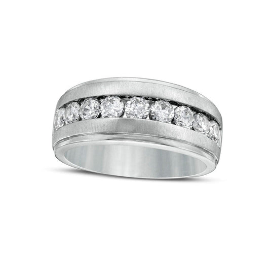 Men's 1.5 CT. T.W. Natural Diamond Nine Stone Wedding Band in Solid 10K White Gold