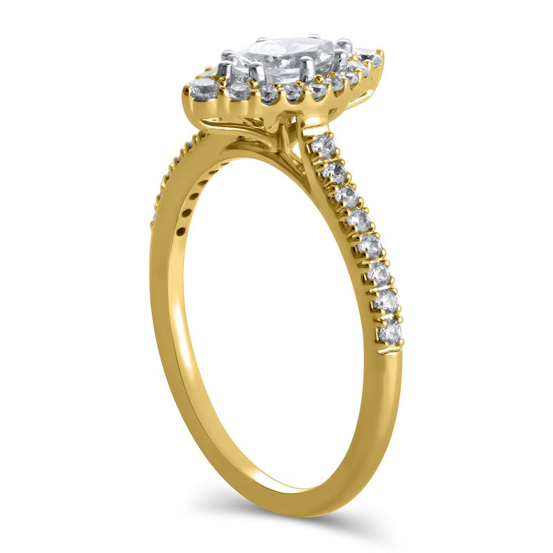 0.63 CT. T.W. Marquise Natural Diamond Frame Engagement Ring in Solid 10K Yellow Gold