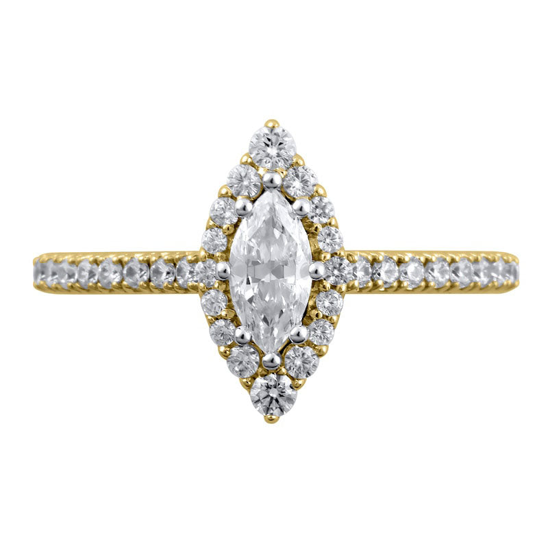 0.63 CT. T.W. Marquise Natural Diamond Frame Engagement Ring in Solid 10K Yellow Gold