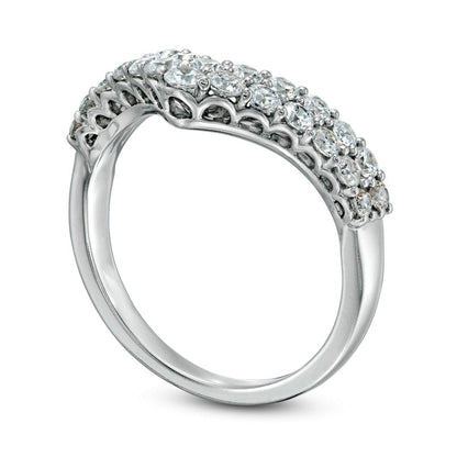 1.0 CT. T.W. Natural Diamond Double Chevron Anniversary Band in Solid 14K White Gold