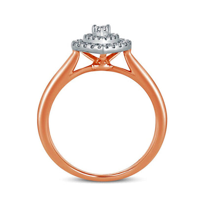 0.33 CT. T.W. Composite Natural Diamond Double Pear-Shaped Frame Engagement Ring in Solid 14K Rose Gold