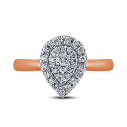 0.33 CT. T.W. Composite Natural Diamond Double Pear-Shaped Frame Engagement Ring in Solid 14K Rose Gold