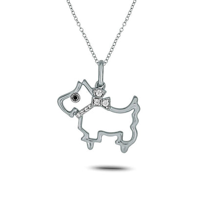 0.05 CT. T.W. Black Enhanced and White Natural Diamond Dog Pendant in Sterling Silver