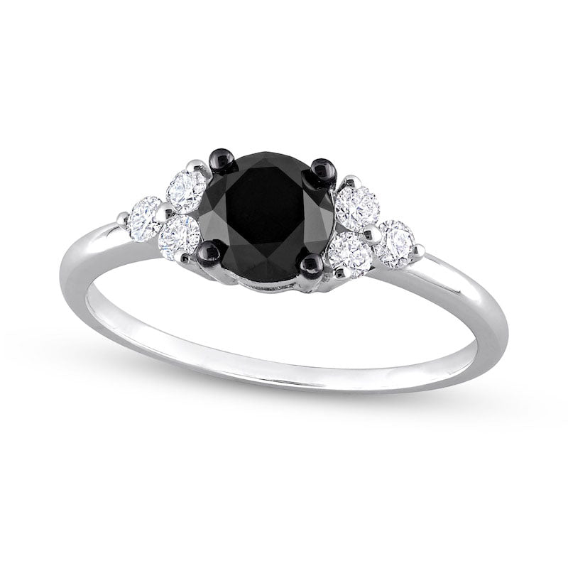 1.20 CT. T.W. Black Enhanced and White Natural Diamond Tri-Sides Engagement Ring in Solid 10K White Gold