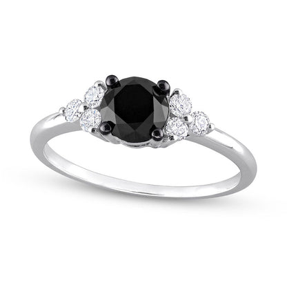 1.20 CT. T.W. Black Enhanced and White Natural Diamond Tri-Sides Engagement Ring in Solid 10K White Gold