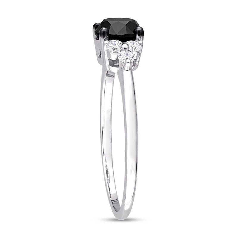 1.20 CT. T.W. Black Enhanced and White Natural Diamond Tri-Sides Engagement Ring in Solid 10K White Gold