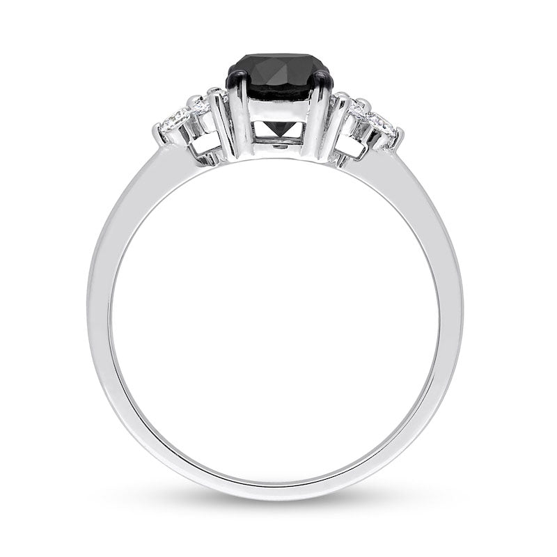 1.20 CT. T.W. Black Enhanced and White Natural Diamond Tri-Sides Engagement Ring in Solid 10K White Gold