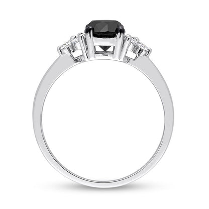 1.20 CT. T.W. Black Enhanced and White Natural Diamond Tri-Sides Engagement Ring in Solid 10K White Gold