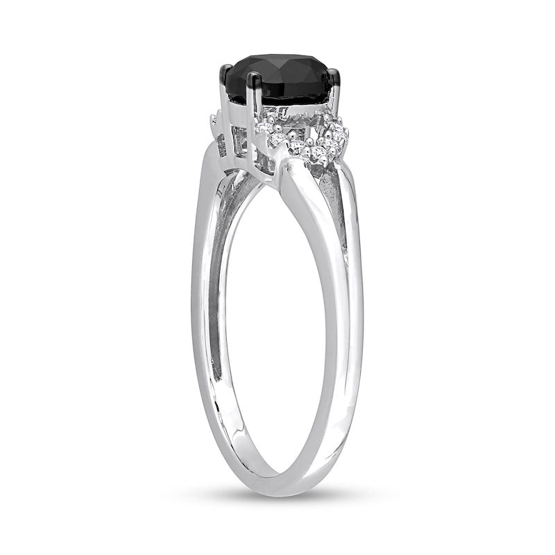 1.0 CT. T.W. Oval Black Enhanced and White Natural Diamond Split Shank Engagement Ring in Solid 14K White Gold