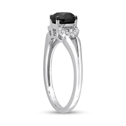 1.0 CT. T.W. Oval Black Enhanced and White Natural Diamond Split Shank Engagement Ring in Solid 14K White Gold