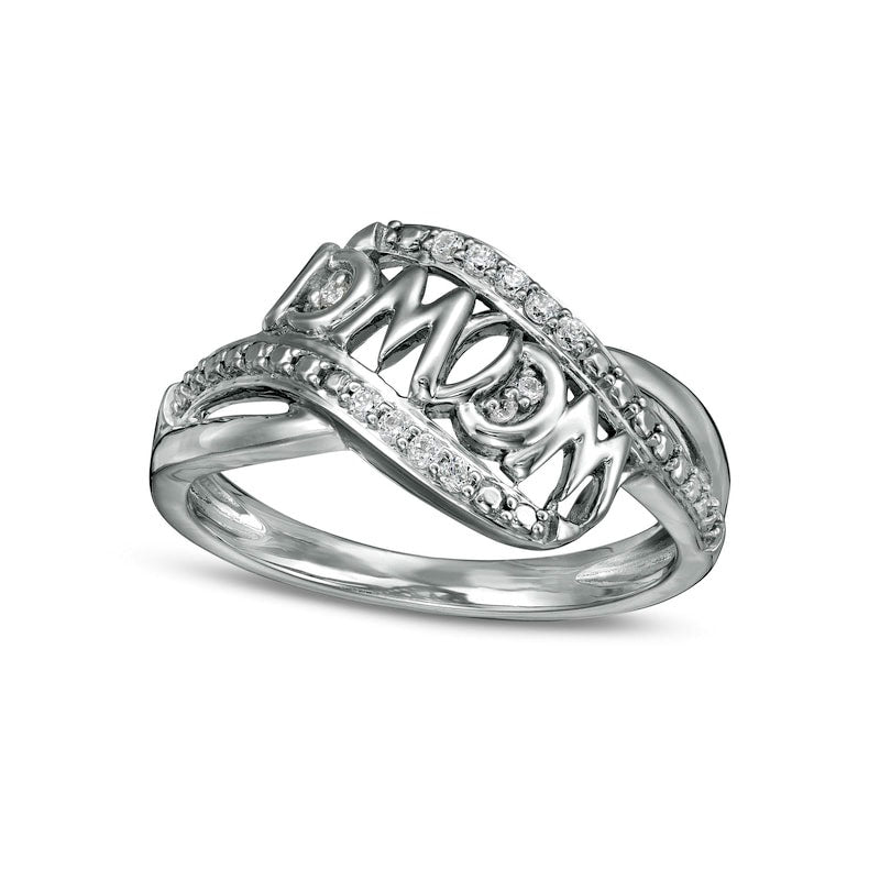 0.07 CT. T.W. Natural Diamond "mama" Wave Ring in Sterling Silver