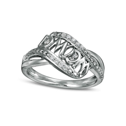 0.07 CT. T.W. Natural Diamond "mama" Wave Ring in Sterling Silver
