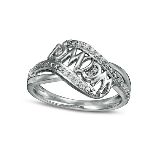 0.07 CT. T.W. Natural Diamond "mama" Wave Ring in Sterling Silver