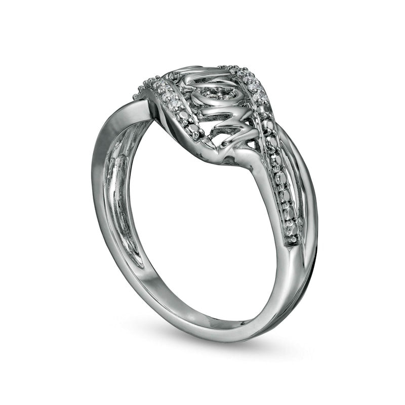 0.07 CT. T.W. Natural Diamond "mama" Wave Ring in Sterling Silver
