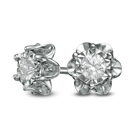 0.17 CT. T.W. Diamond Solitaire Buttercup Stud Earrings in Sterling Silver (J/I3)