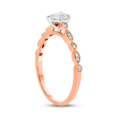 0.50 CT. T.W. Pear-Shaped Natural Diamond Antique Vintage-Style Scallop Shank Engagement Ring in Solid 10K Rose Gold (I/I2)