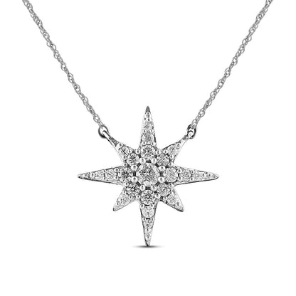 0.17 CT. T.W. Natural Diamond North Star Necklace in 10K White Gold
