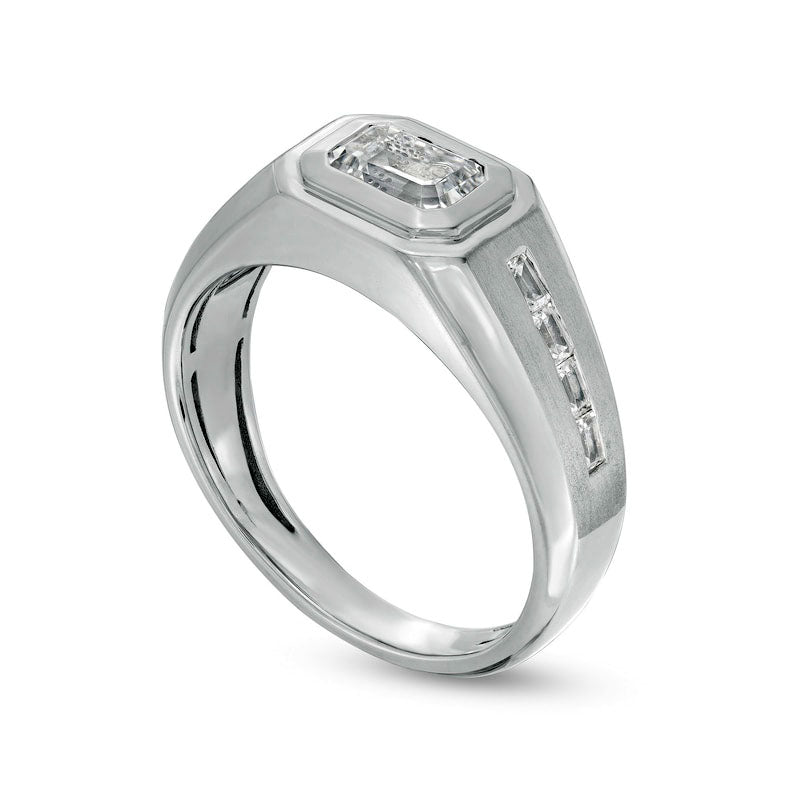 Men's 1.25 CT. T.W. Emerald-Cut Natural Diamond Wedding Band in Solid 14K White Gold